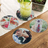 Personalized Photo Leather Coasters for Drinks with a Holder Set of 6